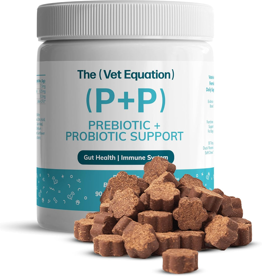 The Vet Equation Probióticos y Prebióticos para Perros – Masticables Digestivos – Sabor Pato Natural – 90 Unidades