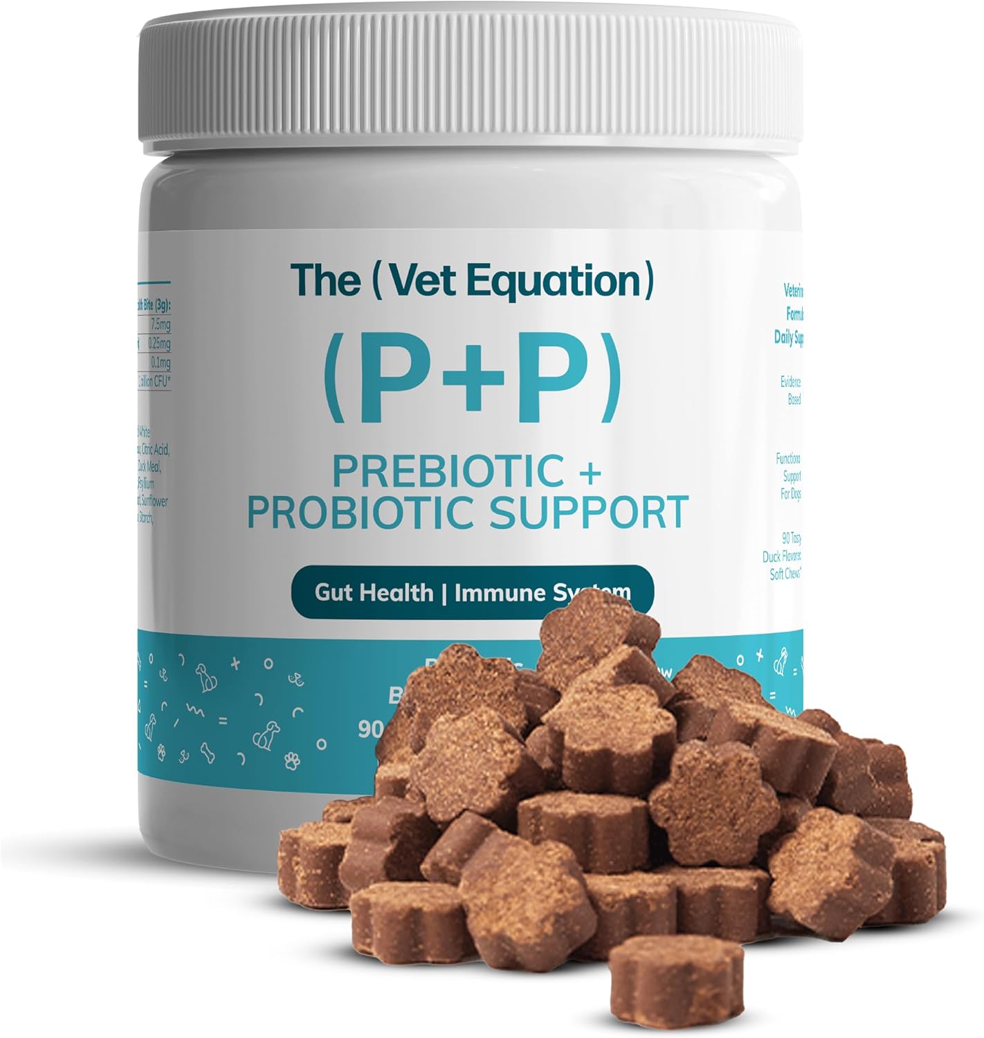 The Vet Equation Probióticos y Prebióticos para Perros – Masticables Digestivos – Sabor Pato Natural – 90 Unidades