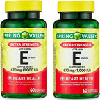 Vitamina E 670mg (1.000 UI) Extra Strength – 60 Cápsulas Blandas, D-Alfa Tocoferol Natural (Pack de 2)