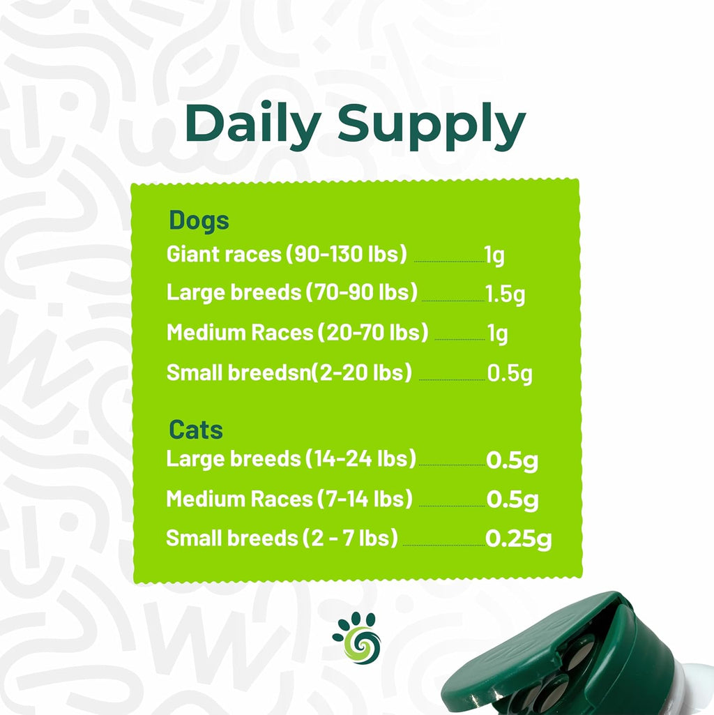 Spirulina en Polvo para Perros y Gatos, Complemento Alimenticio a Base de Microalgas, 85 g