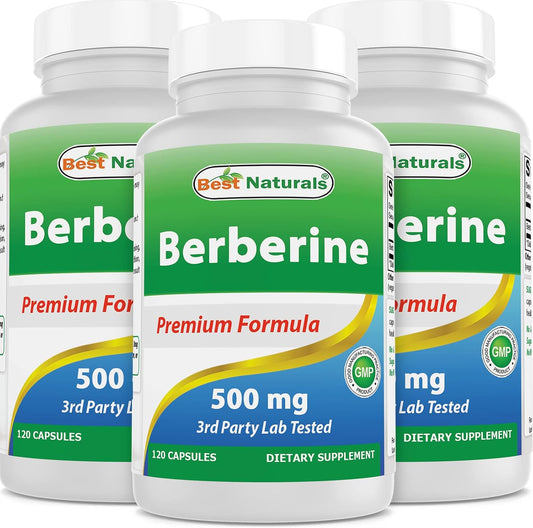 Best Naturals Berberina 500 mg - 120 Cápsulas (Pack de 3)