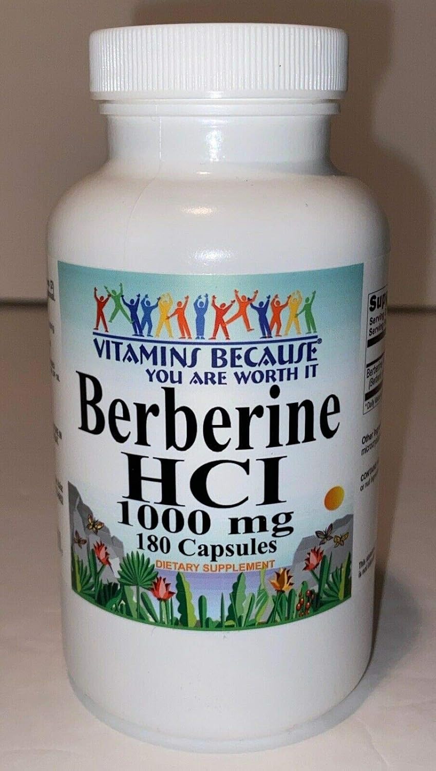 Pure, High-Potency Berberine; 1000mg per Serving; 180 Capsules