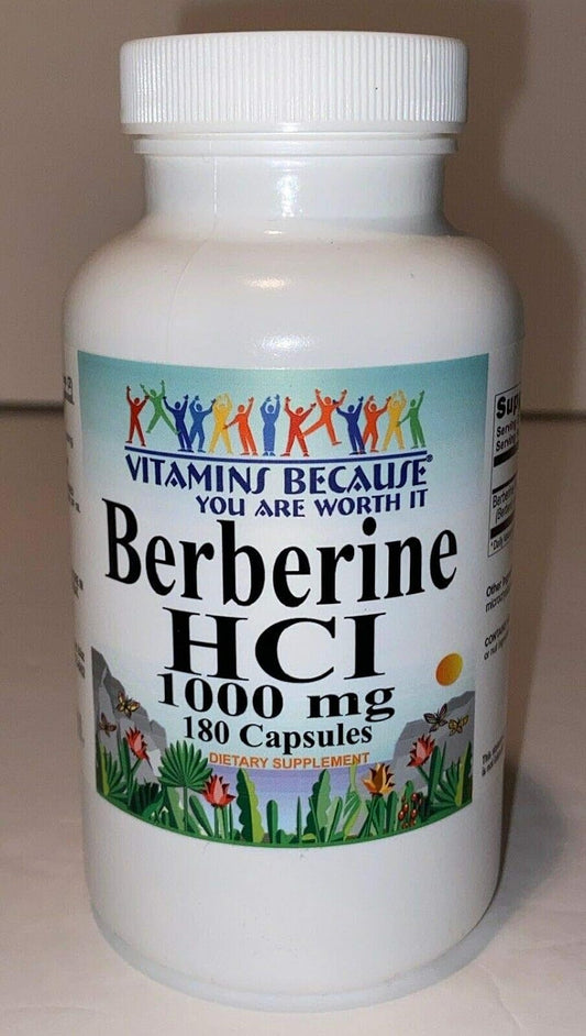 Pure, High-Potency Berberine; 1000mg per Serving; 180 Capsules