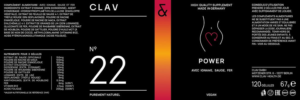 CLAV® Equilibrio Hormonal Natural para Mujeres - Con Ruibarbo Siberiano, Ñame Salvaje y Vitex - Suplemento Vegano para el Ciclo Menstrual - 120 Cápsulas