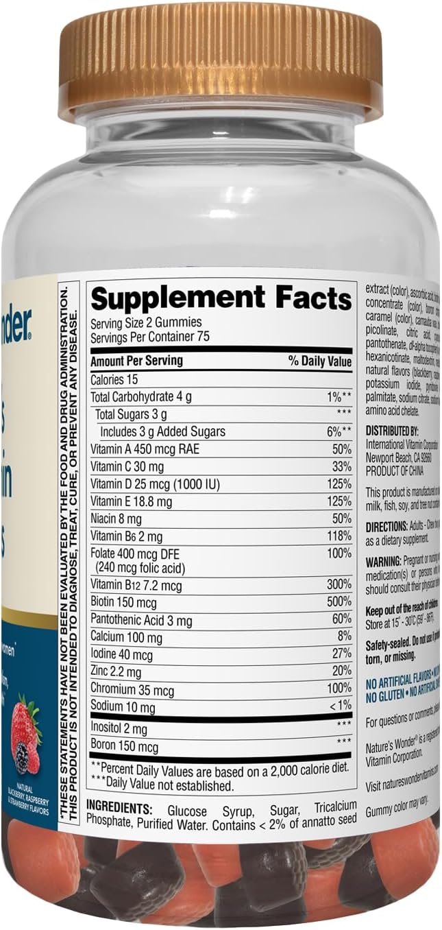 Nature's Wonder Women's Multivitamin Gummies - Gominolas Multivitamínicas para Mujeres, 150 unidades