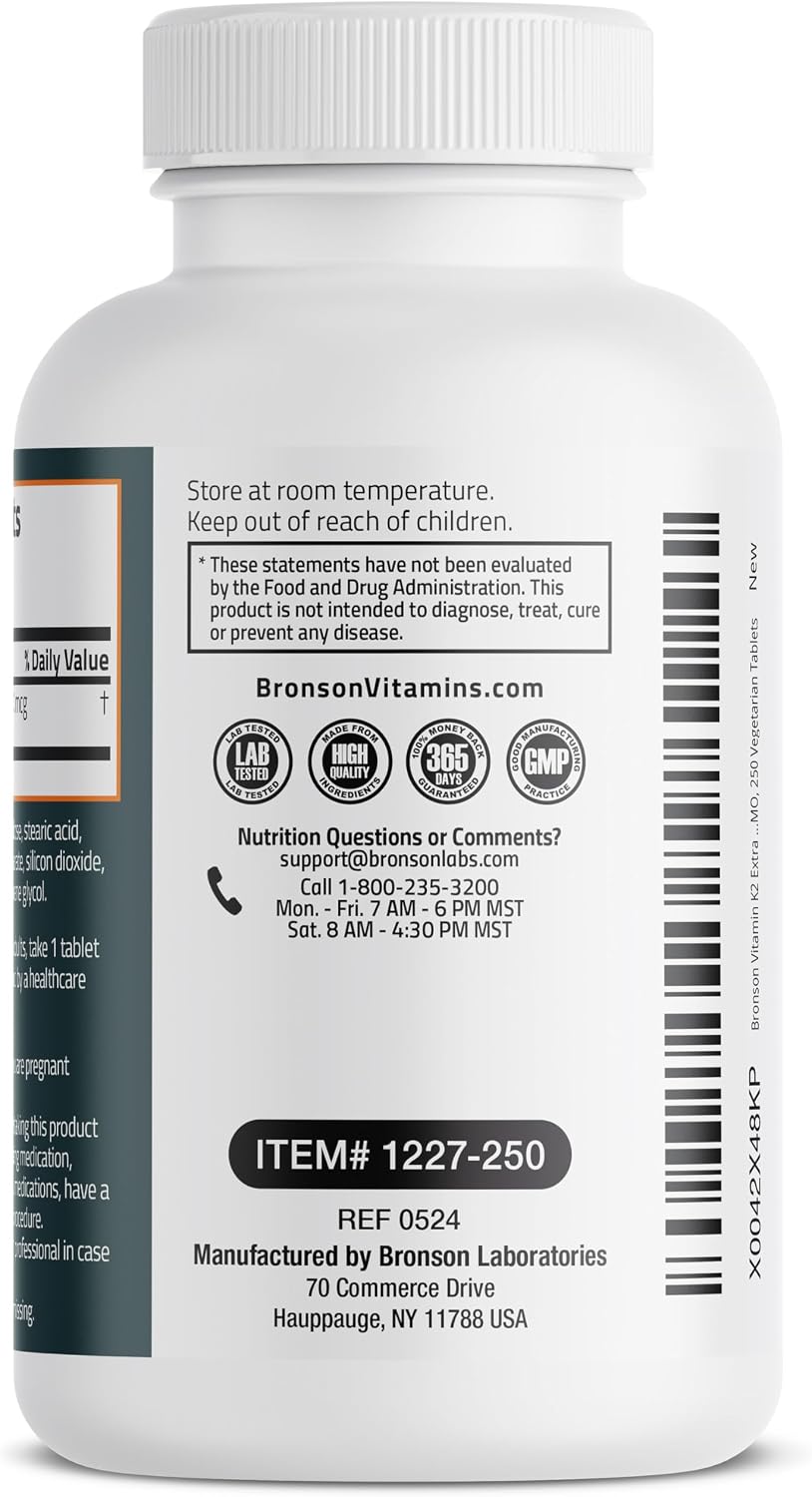 Bronson Vitamin K2 MK-7 200mcg Extra – Sin gluten ni soja: apto para personas con sensibilidades. – Image 6
