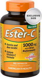 American Health Ester-C 1000 mg con Bioflavonoides – Apoyo Inmunitario 24h, Suave para el Estómago, 105 Cápsulas