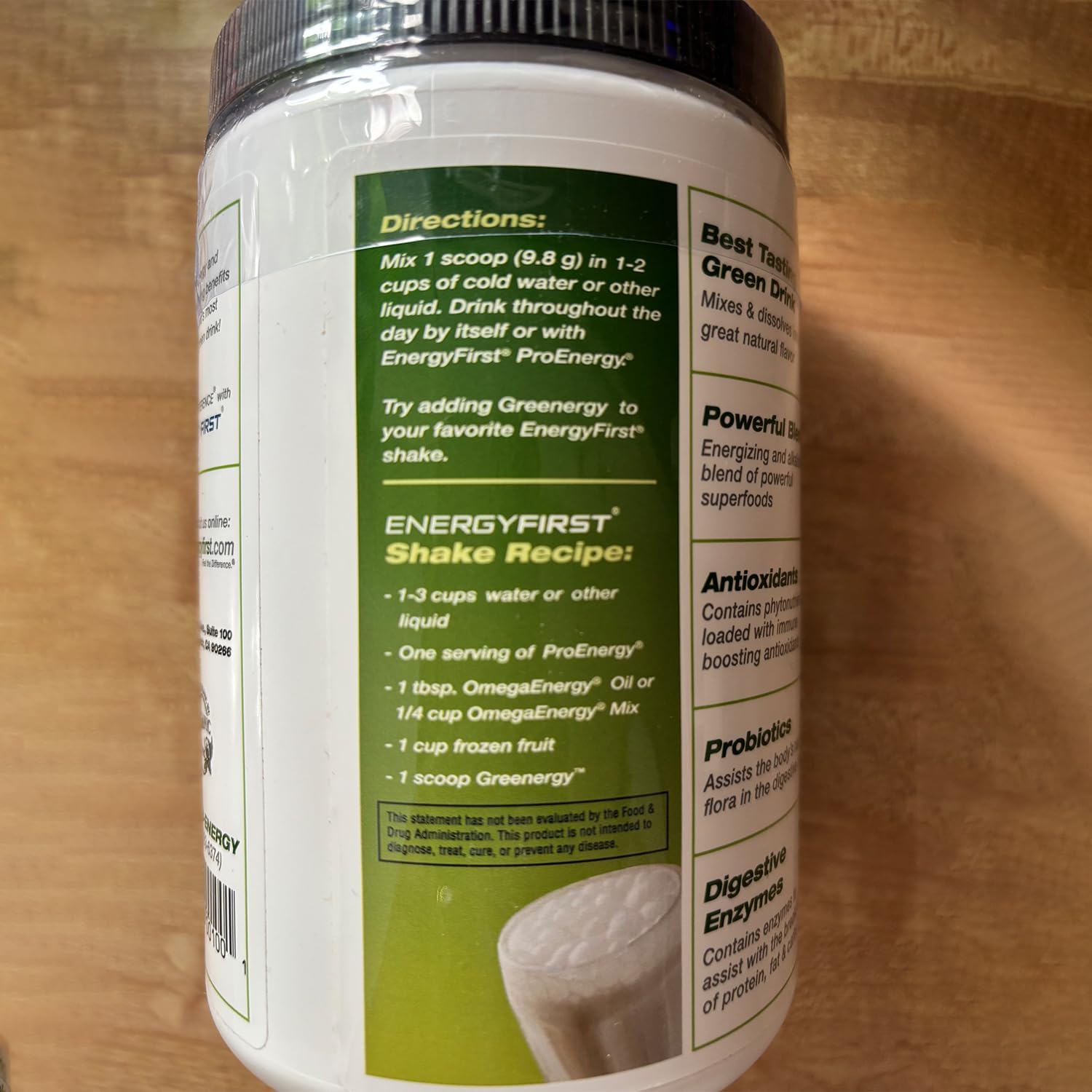 EnergyFirst Greenergy Organic Superfood Powder - 30 raciones