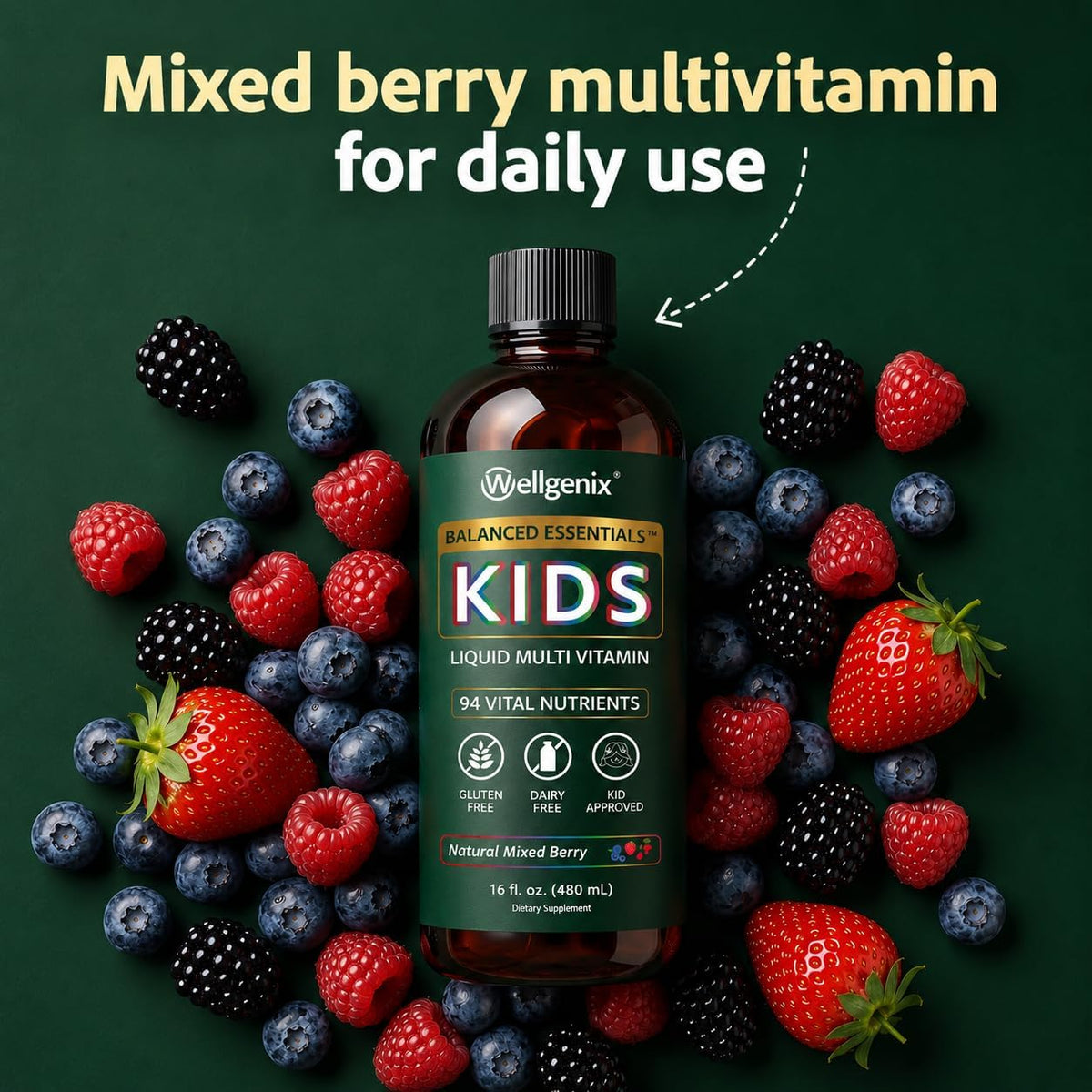 Wellgenix Balanced Essentials Kids Liquid Multivitamin, Pack de 2 x 473 ml – Image 4