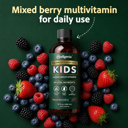 Wellgenix Balanced Essentials Kids Liquid Multivitamin, Pack de 2 x 473 ml – Image 4