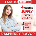 Vitamina B12 con Complejo B 20 mg - Gotas Líquidas Sabor Frambuesa - Vegano, Sublingual - Metilcobalamina - 4 Meses de Suministro
