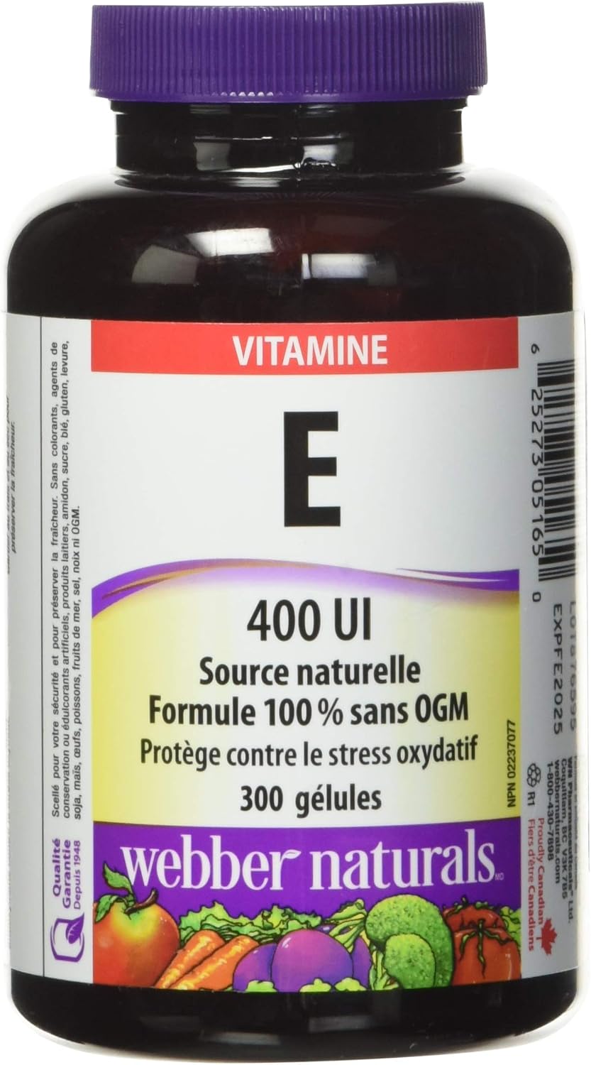 Webber Naturals Vitamina E, 400 UI, 300 cápsulas blandas