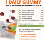 Gominolas de Nutrición Diaria Esencial - 9 Aminoácidos Esenciales + Vitaminas, Minerales y Superalimentos Orgánicos - Nutrición Fermentada para Energía, Cerebro e Inmunidad – Niños – 28 unidades