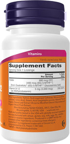 NOW Foods Methyl B-12 (Methylcobalamin) 5,000 mcg, 120 Lozenges