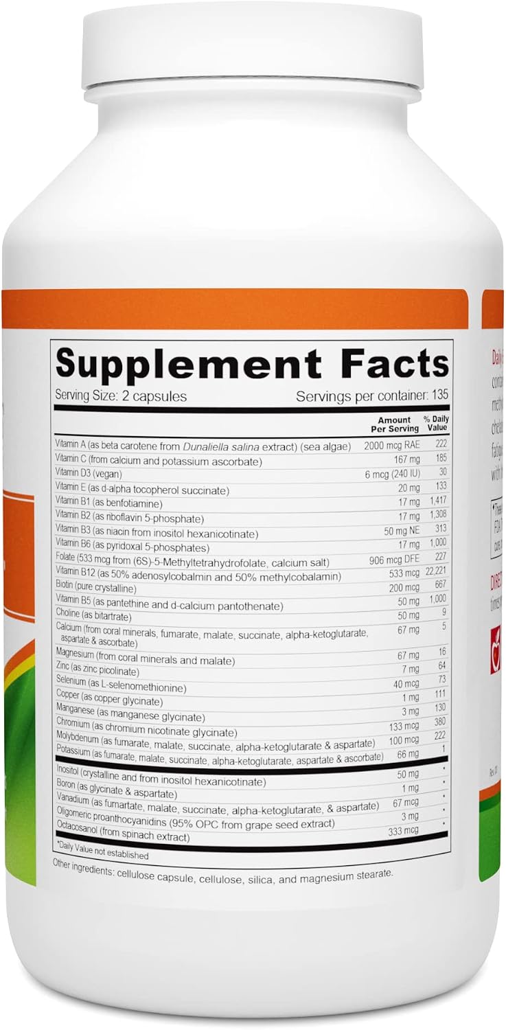 Wellness Resources Daily Energy Multiple Vitamin - 270 Capsules - Iron-Free Methylated Multivitamin