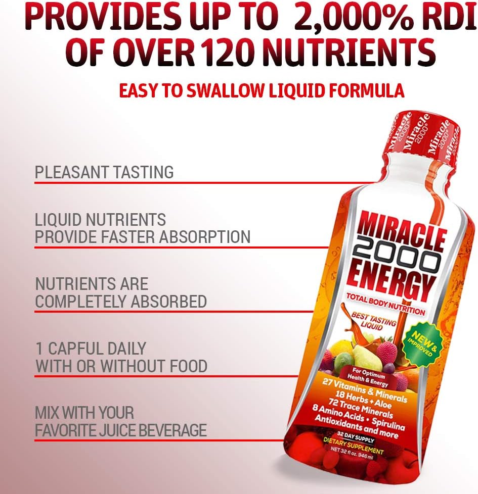 Miracle 2000: Complejo Multivitamínico y Mineral Líquido Completo con Aminoácidos y Antioxidantes