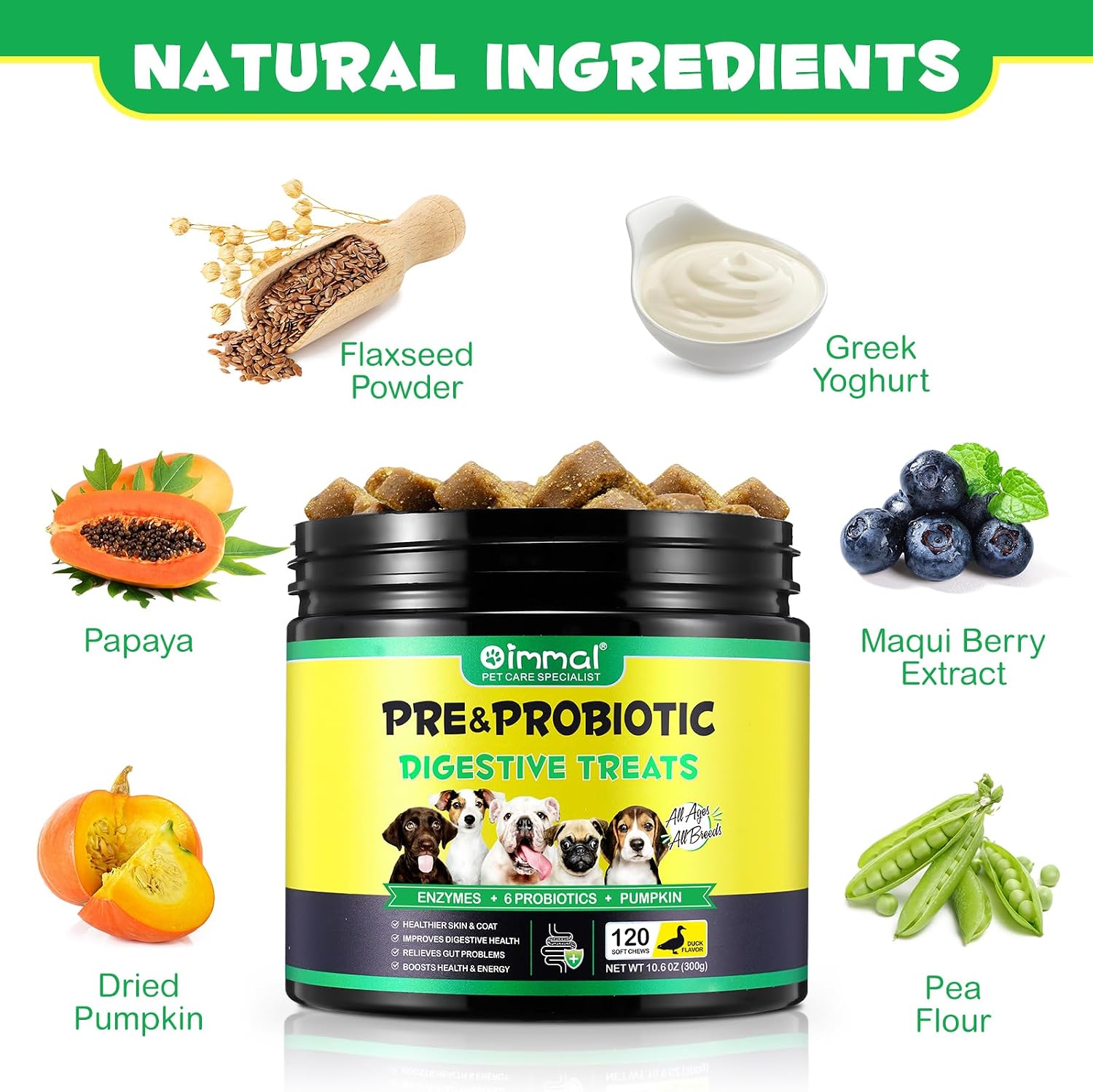 Probióticos Masticables para Perros ALIVO - 120 uds, Sabor Pato