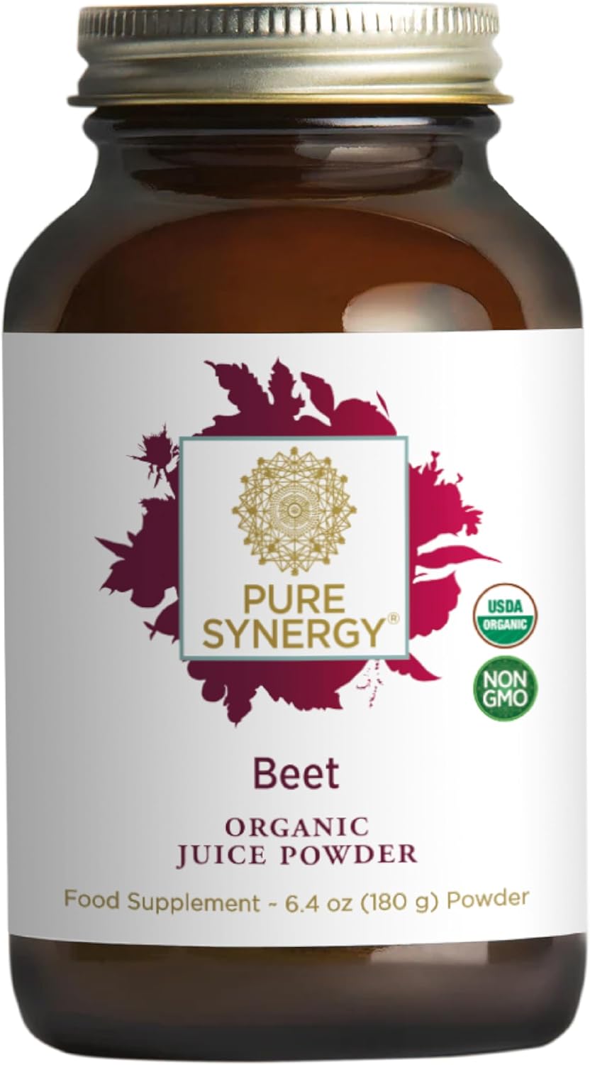 PURE SYNERGY Polvo de Zumo de Remolacha Orgánico | Suplemento Pre-Entrenamiento | para Circulación Saludable, Ejercicio y Desintoxicación (181 g)
