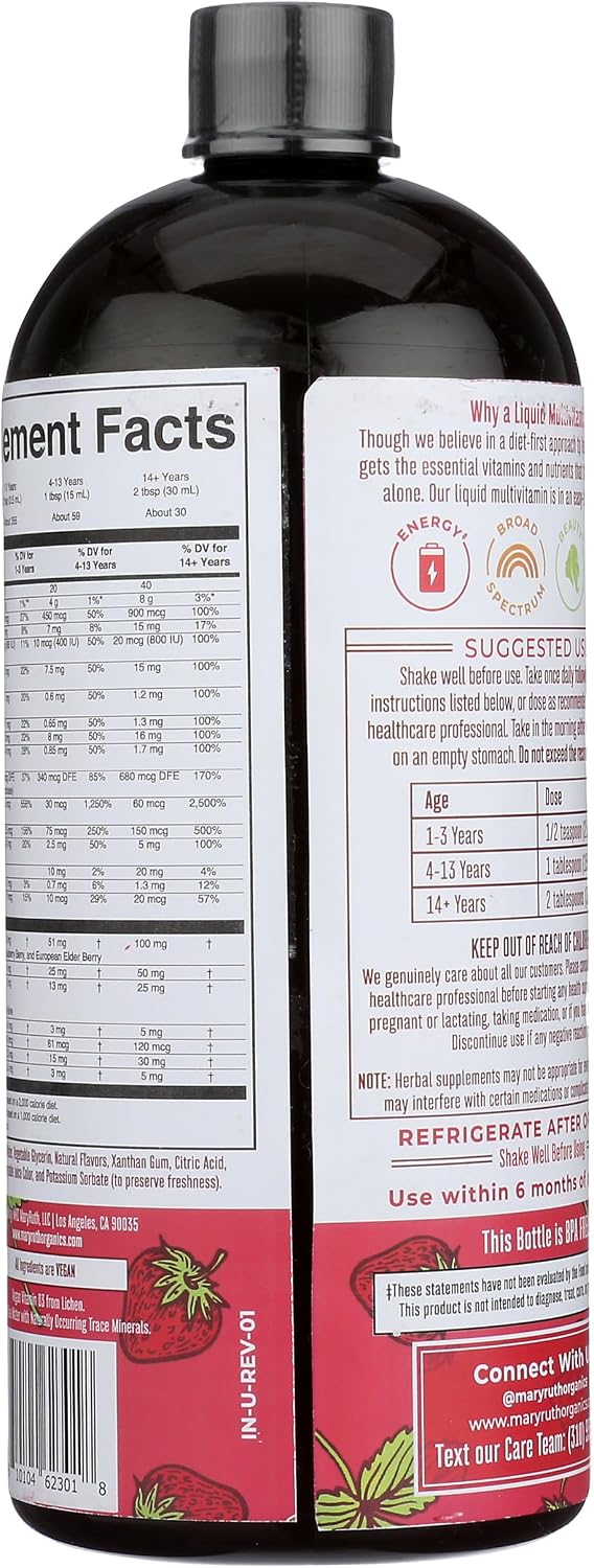Mary Ruth's Multivitamínico Líquido Matutino Sabor Fresa, 887 ml