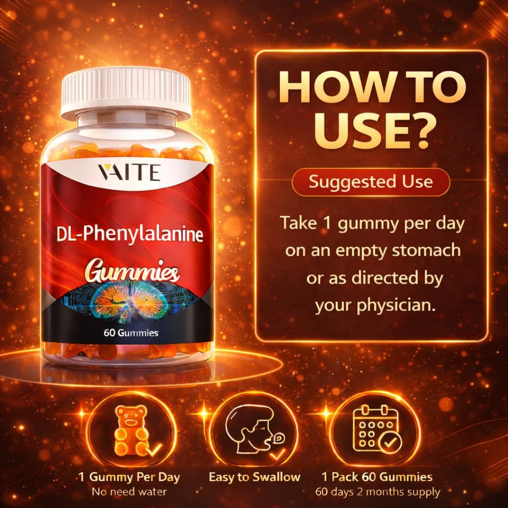 DLPA: DL-Phenylalanine 1000 mg – 60 Gominolas – Fórmula Avanzada de Fenilalanina – No GMO, Sin Gluten