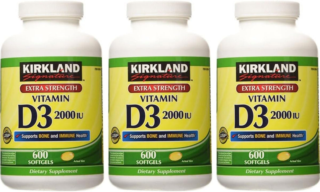 Kirkland Signature Vitamina D3 2000 UI 600 Cápsulas Blandas (Pack de 3)