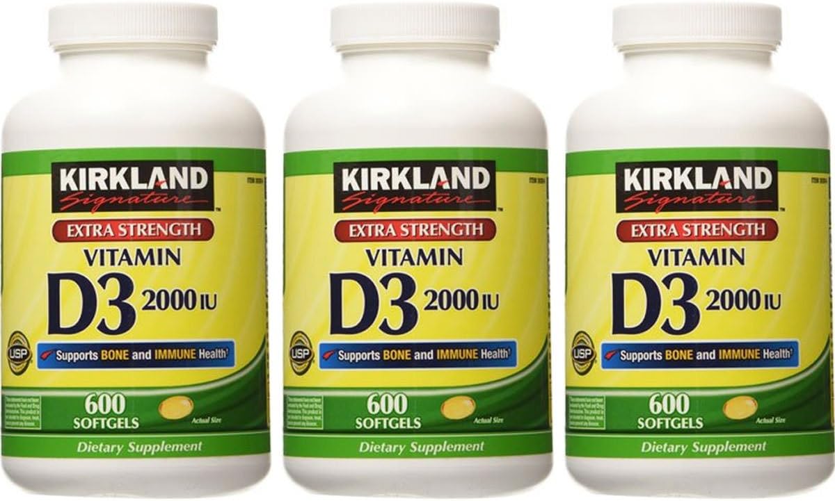 Kirkland Signature Vitamina D3 2000 UI 600 Cápsulas Blandas (Pack de 3)