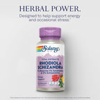 SOLARAY Rhodiola Schizandra - Extracto de Rhodiola Rosea - Apoyo energético y estrés ocasional - Vegano, 60 cápsulas
