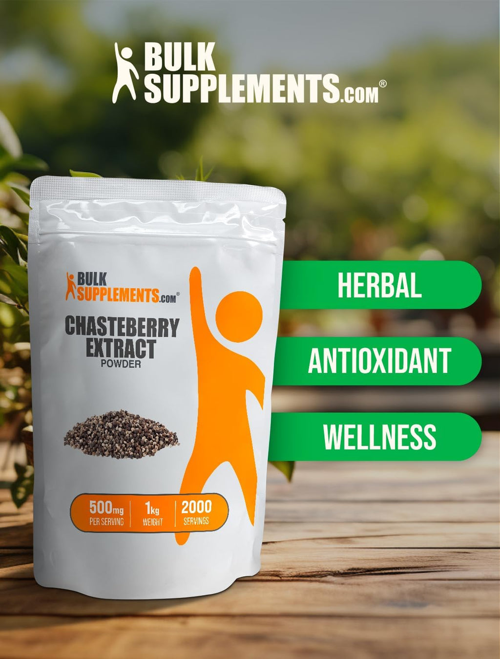 Extracto de Sauzgatillo en Polvo - Vitex Agnus-Castus - 500mg por Ración - 1 kg (Paquete de 5)
