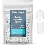 PureCaps USA - Cápsulas de Gelatina Vacías Tamaño 3 | 1000 Cápsulas Separadas | Transparentes | Certificadas Non-GMO | Sin SLS, Gluten, Conservantes