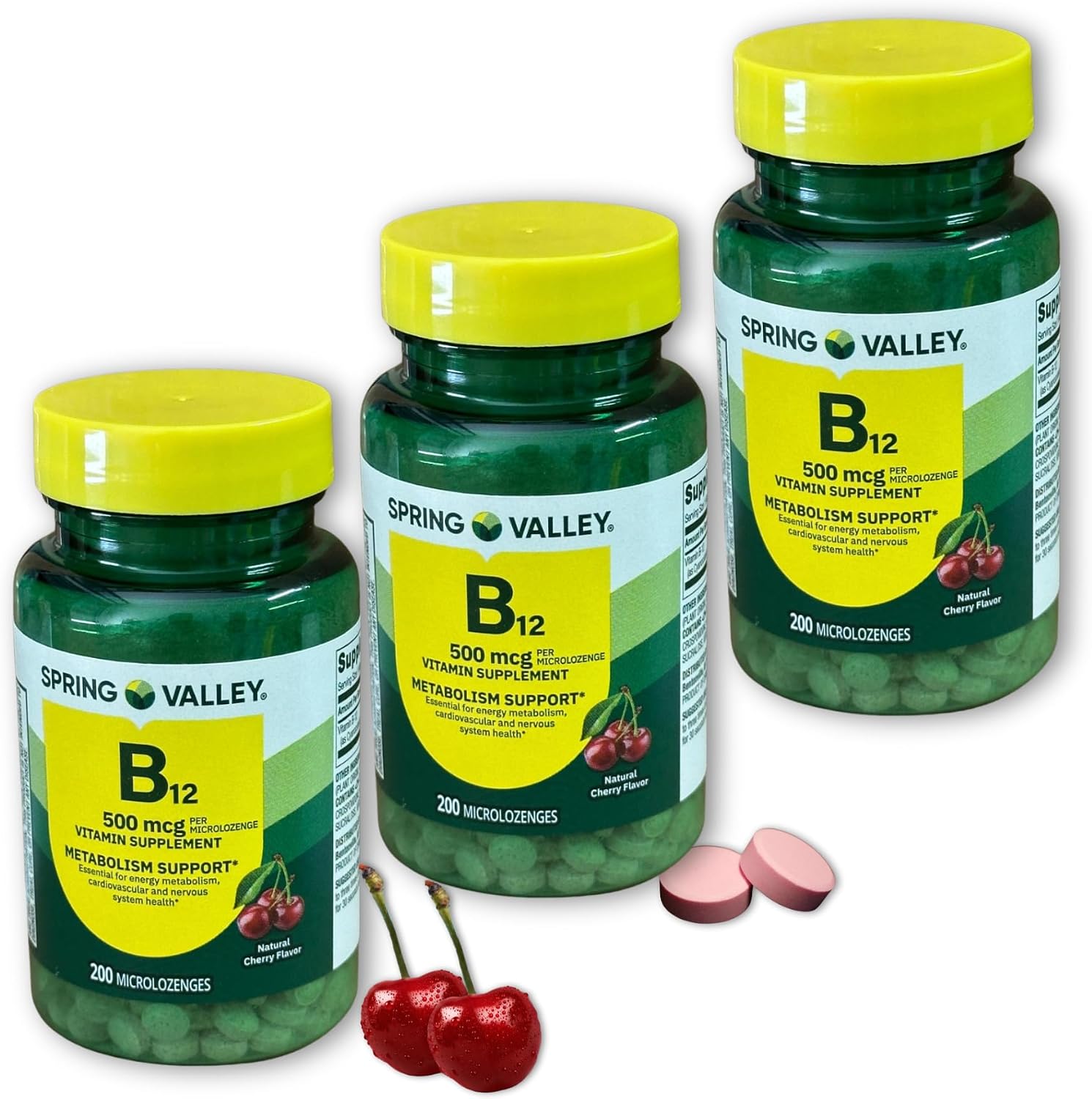 B12 500 mcg Sublingual Sabor Cereza 200 Microlozenges (Pack de 3)
