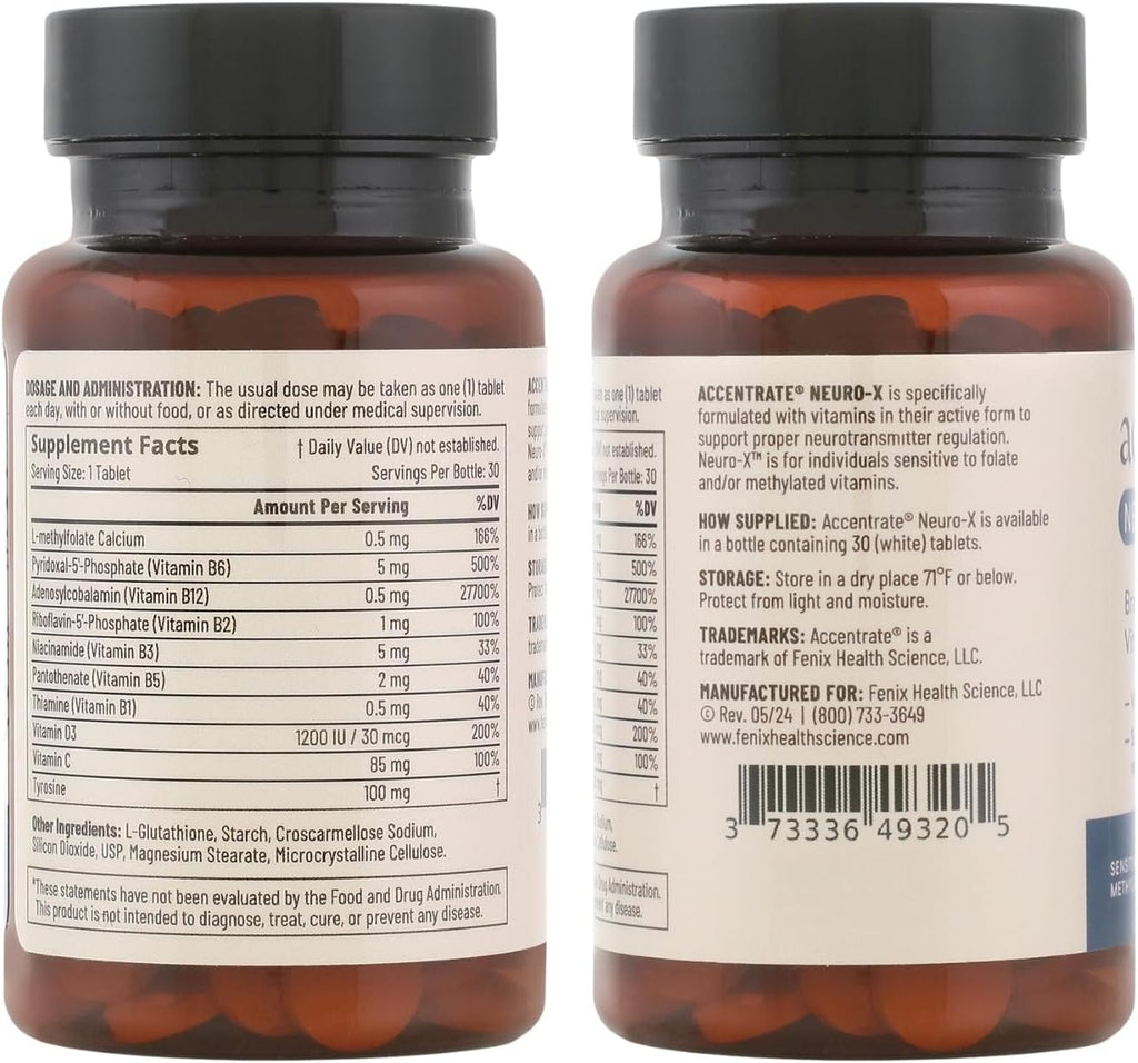 Neuro X - Complejo de Vitamina B Activo con L-Metilfolato, Adenosilcobalamina, P5P | 30 Comprimidos