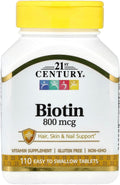 21st Century Biotina 800 mcg - 110 Comprimidos
