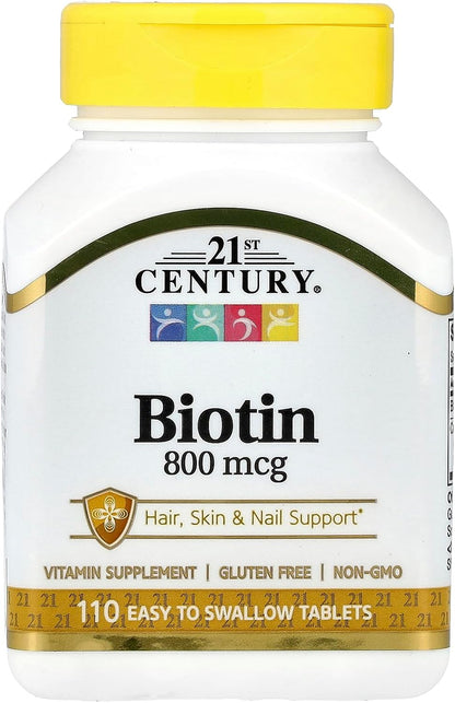 21st Century Biotina 800 mcg - 110 – La biotina contribuye al metabolismo energético normal. – Image 1