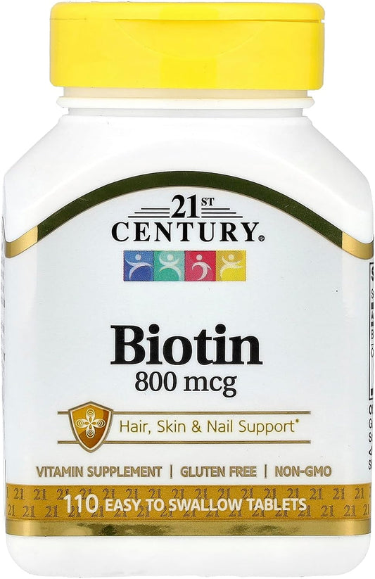 21st Century Biotina 800 mcg - 110 – La biotina contribuye al metabolismo energético normal. – Image 1