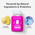 BEARVANA Gominolas de Probióticos y Vitamina C para el Apoyo del pH Vaginal – Suplemento de Bienestar Femenino con Sabor a Piña – 60 Gominolas