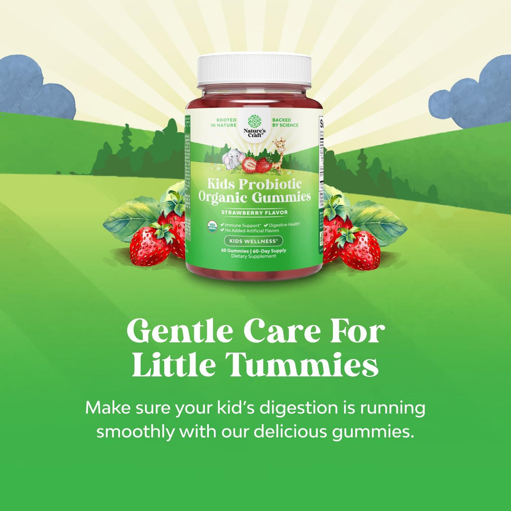 Probióticos Orgánicos para Niños - Gominolas Sabor Fresa - 60 uds (Pack de 2)