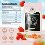 NIUSISE Feminine Balance Gummies - Gominolas para el equilibrio femenino, sabor fresa, vegano, sin gluten, 60 unidades