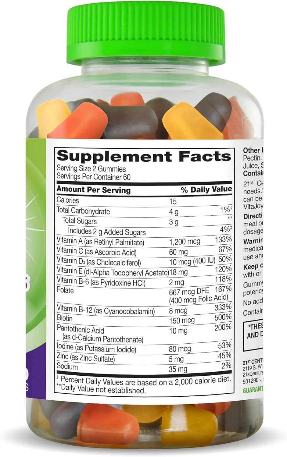 21st Century Vitajoy Multivitamínico en Gominolas, Sabores Fruta, 120 Gominolas