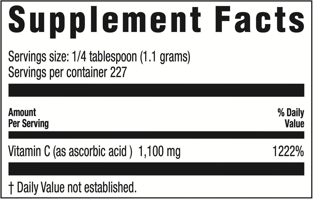 Life Enhancement Ultra Pure Vitamina C en Polvo - 1,100 mg Ácido Ascórbico - 227 Raciones
