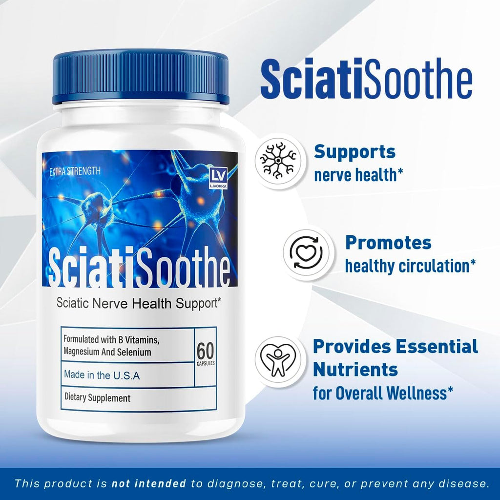 Sciatisoothe Cápsulas - Suplemento Natural para el Apoyo contra la Ciática (3 Paquetes, 180 Cápsulas)