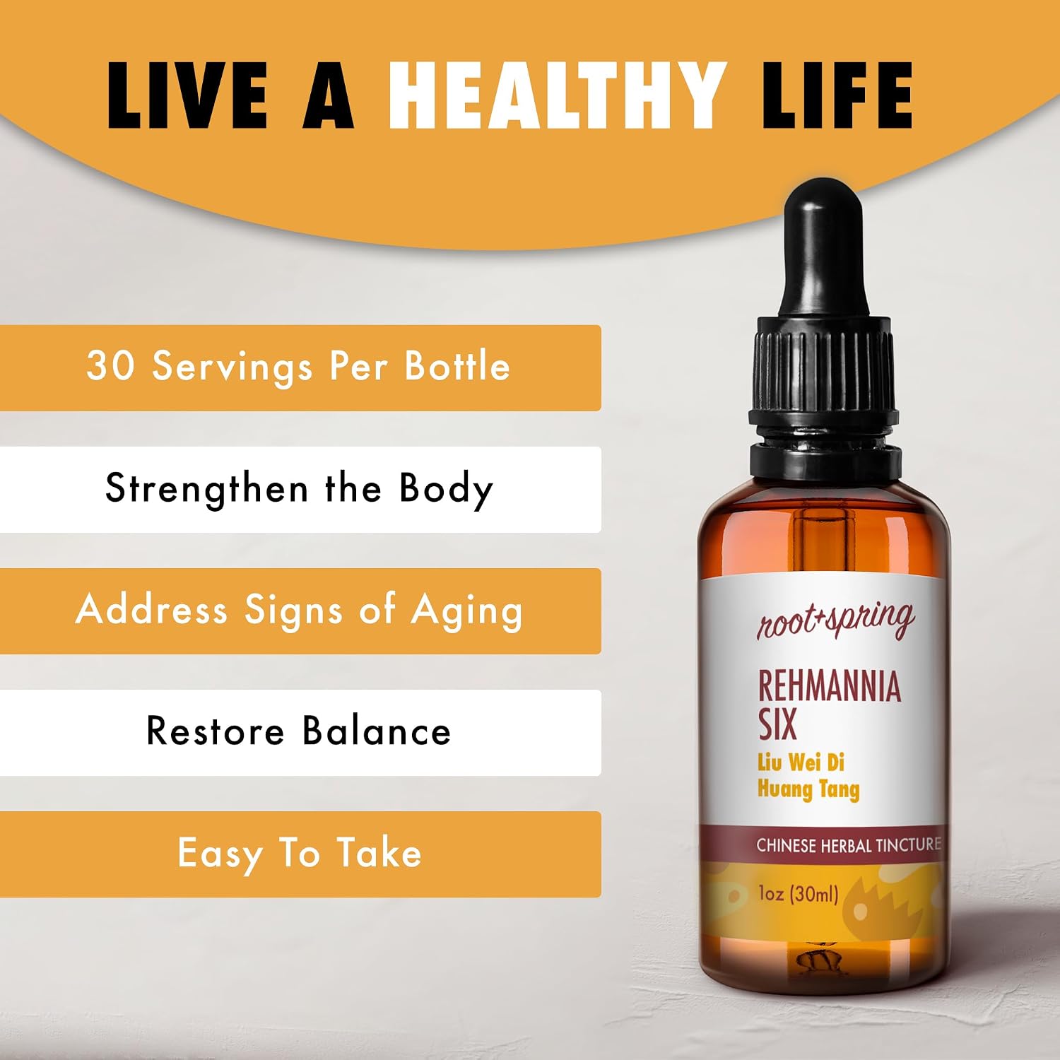 Rehmannia Six - Liu Wei Di Huang Tang - Tintura Herbal (Extracto Líquido) - Concentrado con Gotero - Mezcla de Hierbas TCM Natural 30 ml
