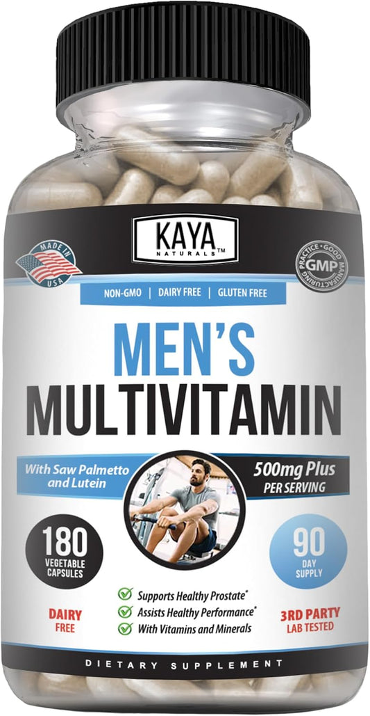 Kaya Naturals Multivitamínico para Hombres - Complejo Multivitamínico y Mineral - Apoyo Prostático - 180 Cápsulas Vegetales