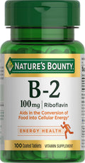 Nature's Bounty Vitamina B-2, 100 mg de Riboflavina, 100 Comprimidos Recubiertos
