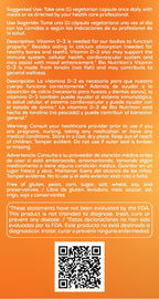 Bio Nutrition Vitamina D3 12,000 UI Cápsulas Vegetales, 50 Unidades