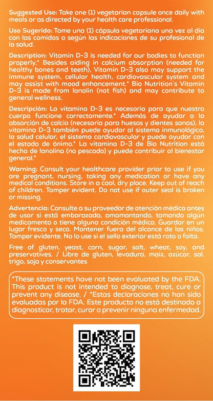 Bio Nutrition Vitamin D3 12,000 IU – La vitamina D contribuye al funcionamiento normal de los músculos.* – Image 4