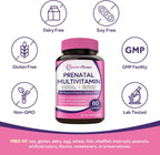Doctor's Recipes Prenatal Multivitamin with DHA & Folate (L-5-MTHF) for Expecting & Planning Moms, Gentle Comprehensive Nutrient Support, 60 Softgels