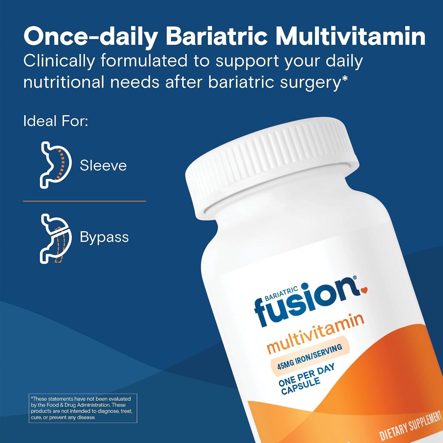 Bariatric Fusion Multivitamínico con Hierro para Mujeres y Hombres | 1 Cápsula al Día | 45mg de Hierro | 30 Cápsulas | 1 Mes
