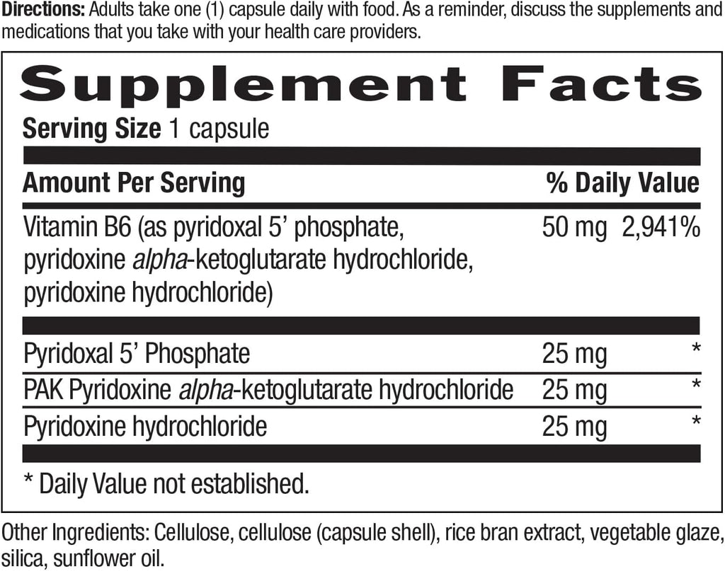 Country Life Coenzyme Active B-6 - 50 mg Vitamina B6 (P-5-P) - 30 Cápsulas Vegetales