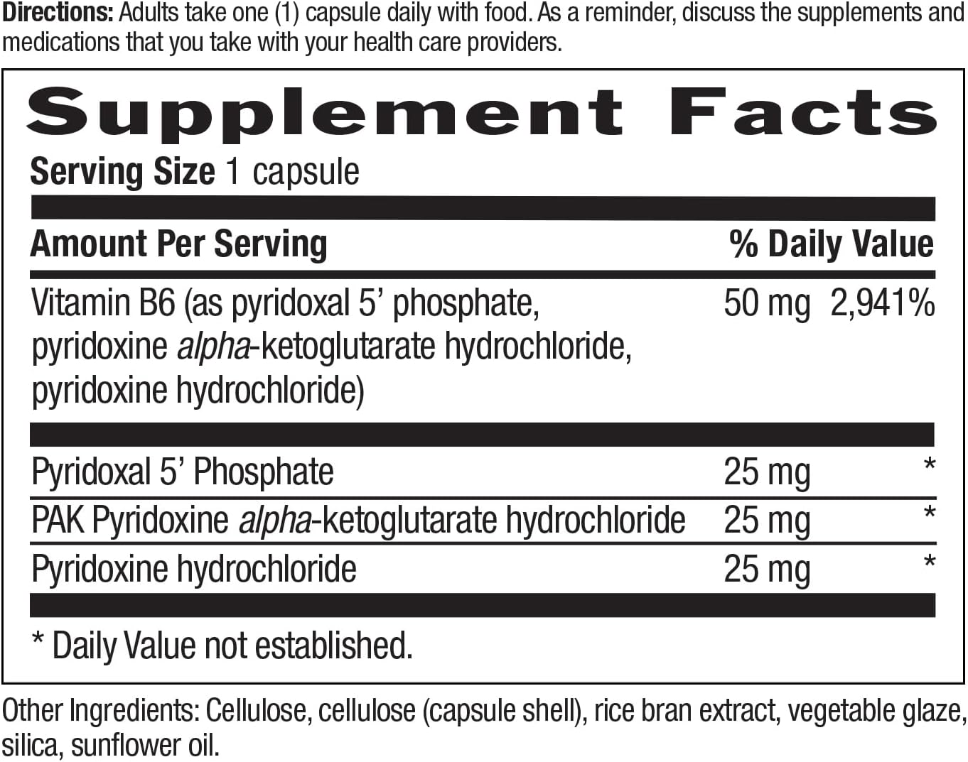 Country Life Coenzyme Active B-6 - 50 mg Vitamina B6 (P-5-P) - 30 Cápsulas Vegetales