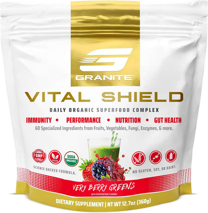 Granite Nutrition Vital Shield - – Mezcla de superalimentos verdes: espinaca, espirulina, cúrcuma, MCT, – Image 9